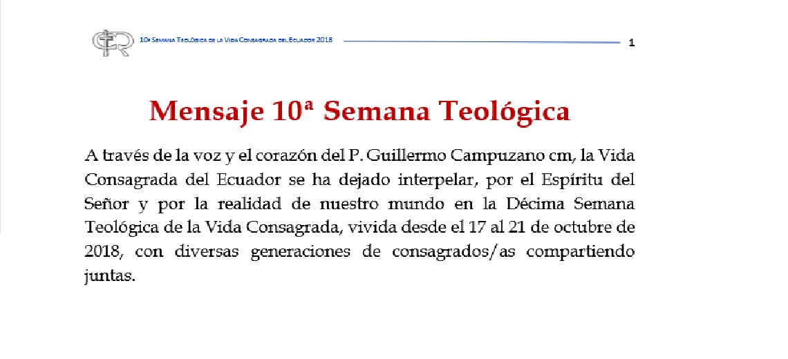 Mensaje Final Semana Teológica 